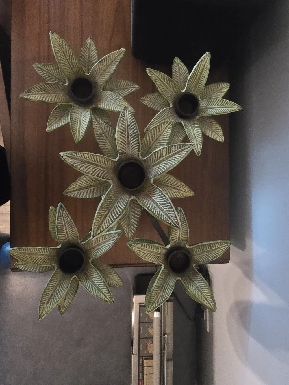 Vintage Mikasa 5 Arm Candelabra, Metal, 12in Tall, 4+lbs